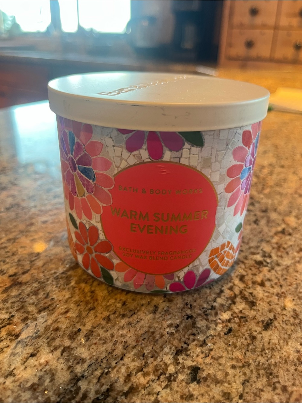 Bath & Body Works Warm Summer Evening Candle - Pink & Orange Floral